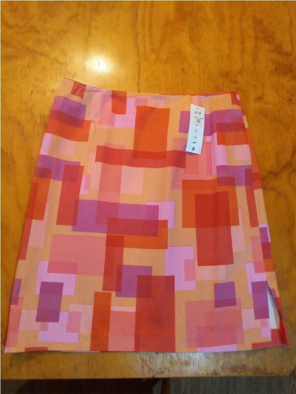 READ! Vintage Y2K Mixit Mimosa Geometric Groovy Side Slit Mini Skirt, NWT